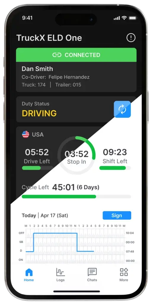 ELD in Night Mode | TruckX