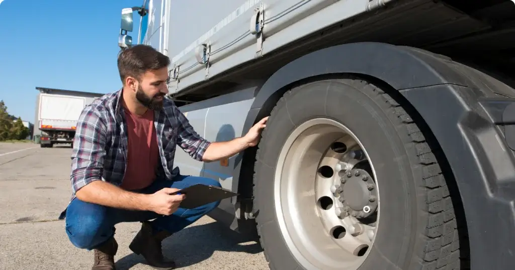 Truck undergoing a DOT inspection